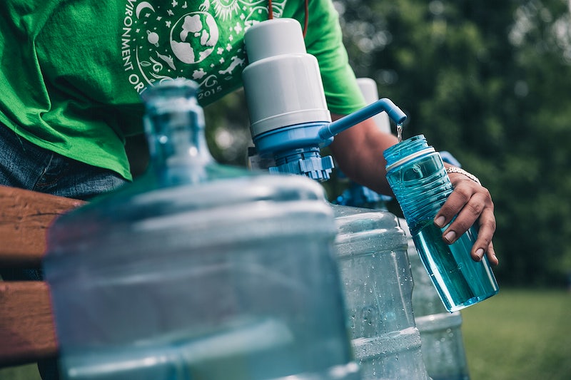 Filling bottle with spring water