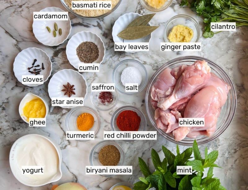 Ingredients for Biryani Recipe